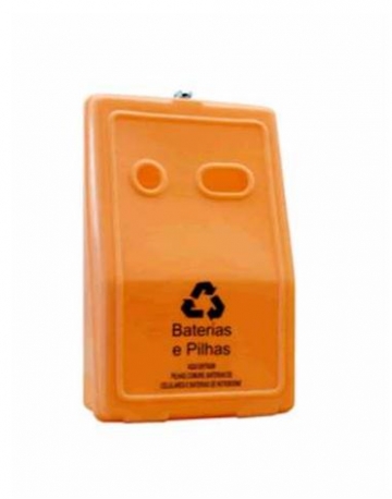 Coletor para pilhas e baterias em plástico com divisor interno