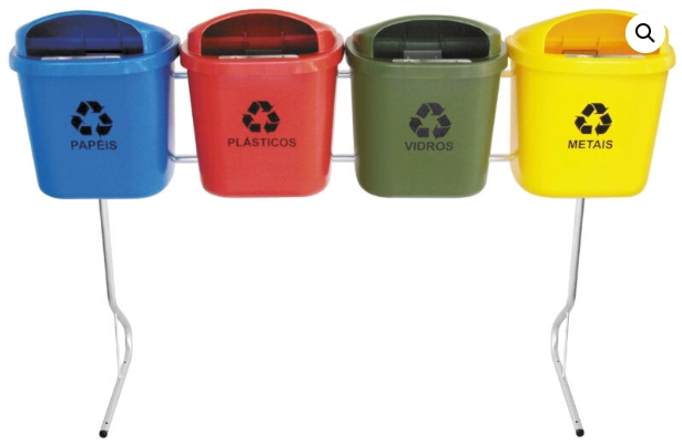 Conjunto para Coleta Seletiva com 04 lixeiras